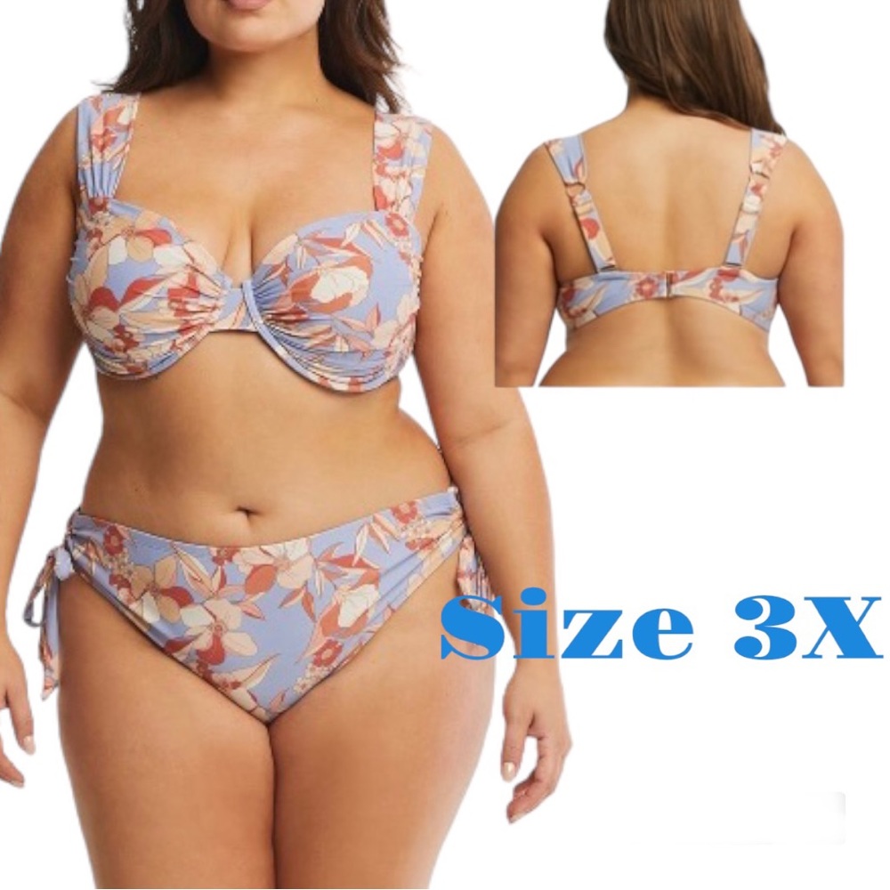 Time and Tru Women’s Plus 2-Piece Floral Print Swim Bikini Set size 3X (24W-26W)